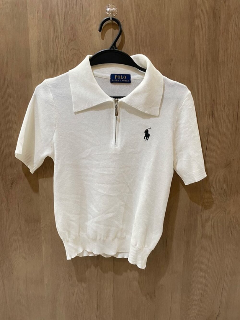 Polo Ralph Lauren White Half‑Zip Knit Polo Short Sleeve Top